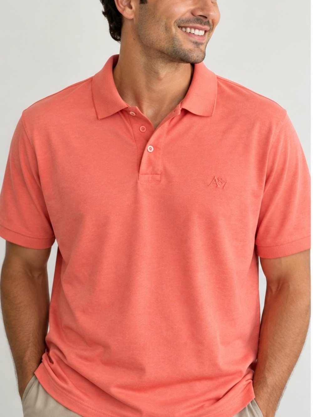 Aeropostale A87 Polo Shirt 2XL Coral Pink Short Sleeve Y2K Preppy